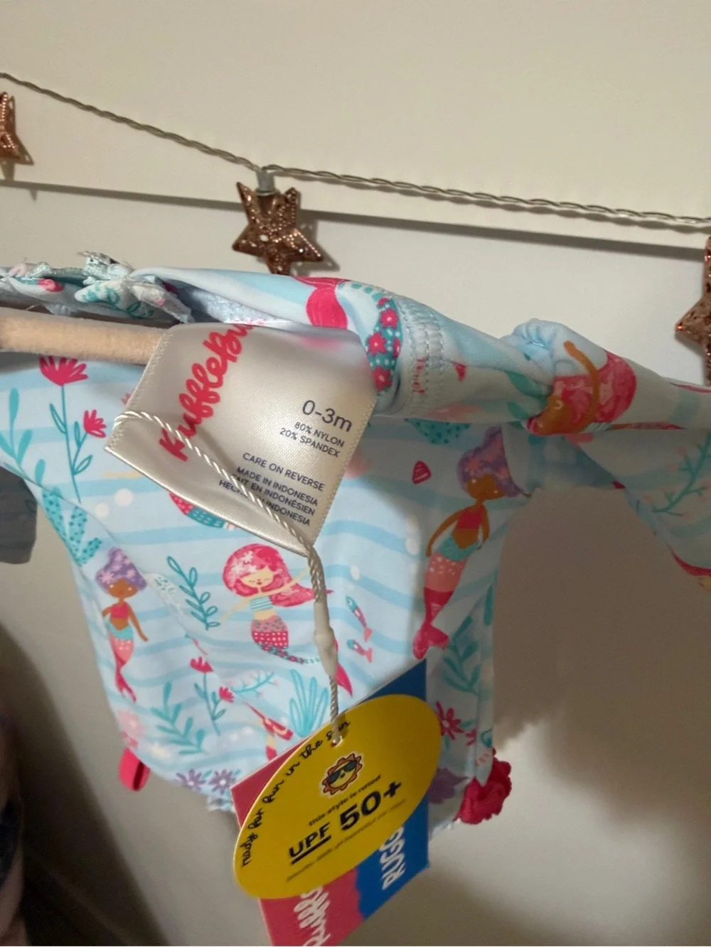 RuffleButts UPF 50+ Mermaid Rashguard One-Piece - Aqua & Pink ✨